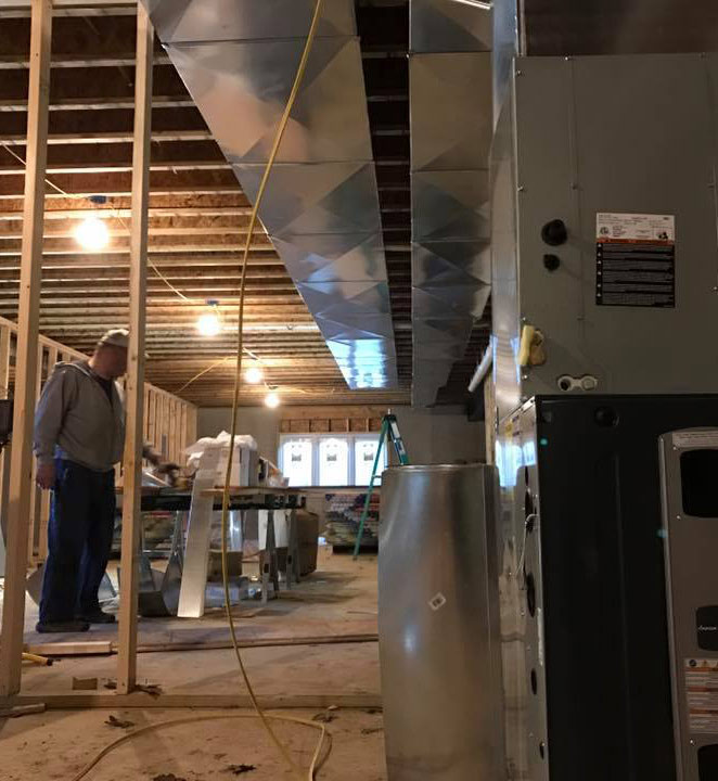 furnace heating duct install